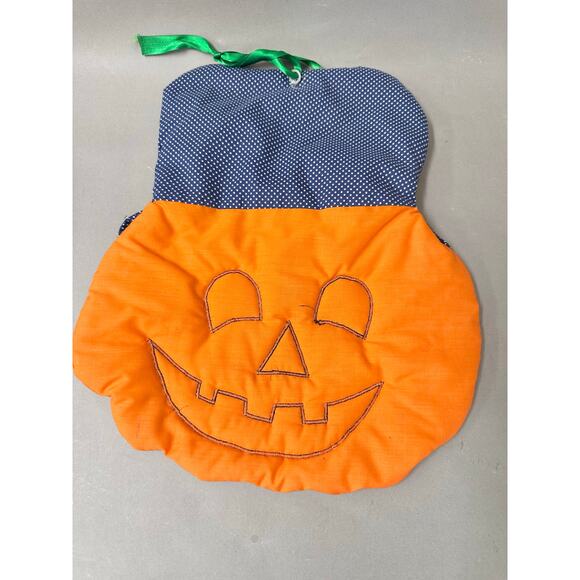 Vintage Halloween orange with polka dots Jack-o'-lantern quilted wall hanging - Picture 10 of 16